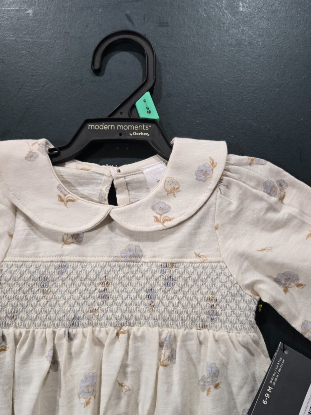 NWT Modern Moments by Gerber Floral Smocked Bubble Romper 6-9 M Peter Pan Collar - Picture 2 of 3